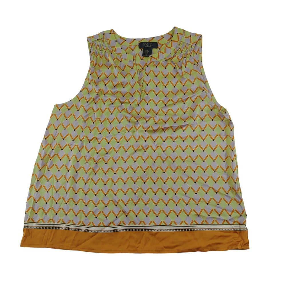 Rachel Roy Sleeveless Blouse Geometric Print Career Casual Top Size M NWOT